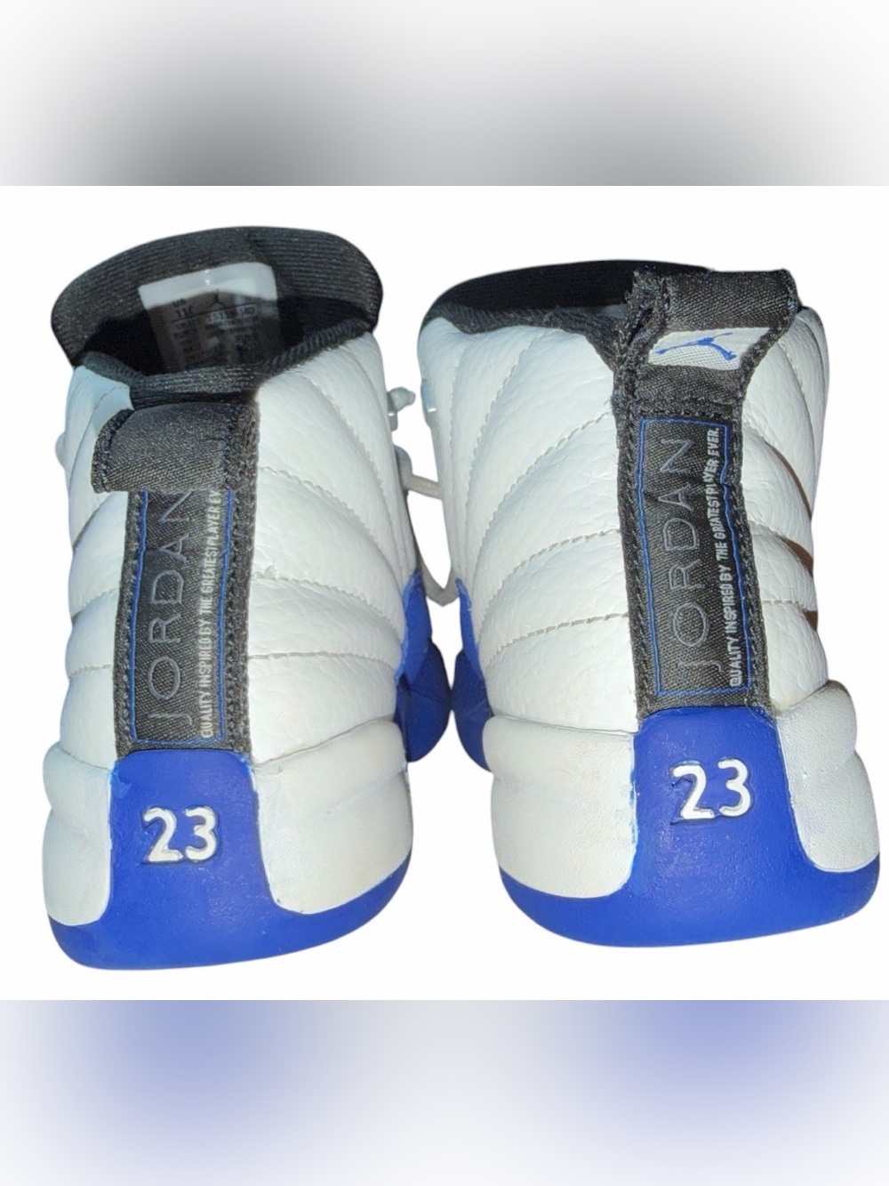 🔥 Jordan 12 Retro White Black Royal Blue 151186-140 Unisex Kid’s Size 11C 🔥 - Picture 6 of 7